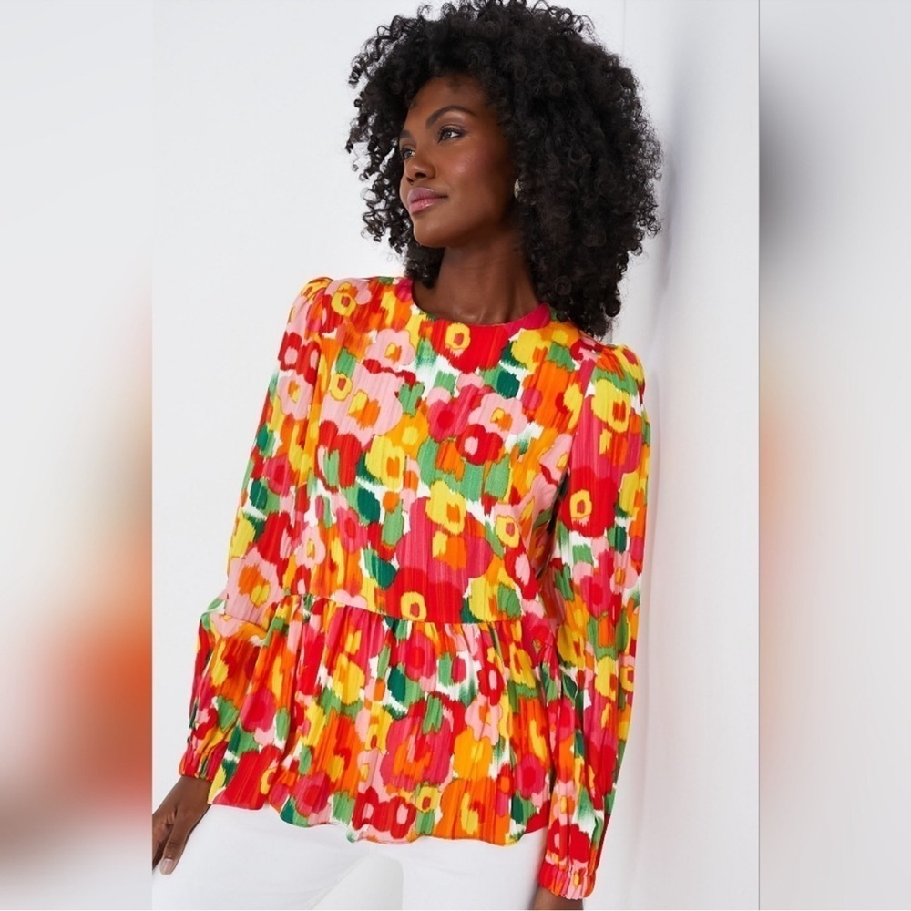 Tuckernuck Pomander Place Magnolia Watercolor Carlota Blouse Top size Medium - Picture 1 of 11